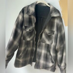 Black and charcoal gray flannel jacket